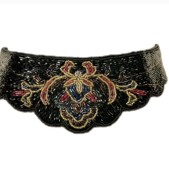 Victorian Style Tie Belt Women\'s Vtg 80s Beaded Beetle Cummerbund Sash main image 12